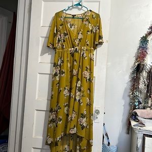 Yellow High Low Floral dress